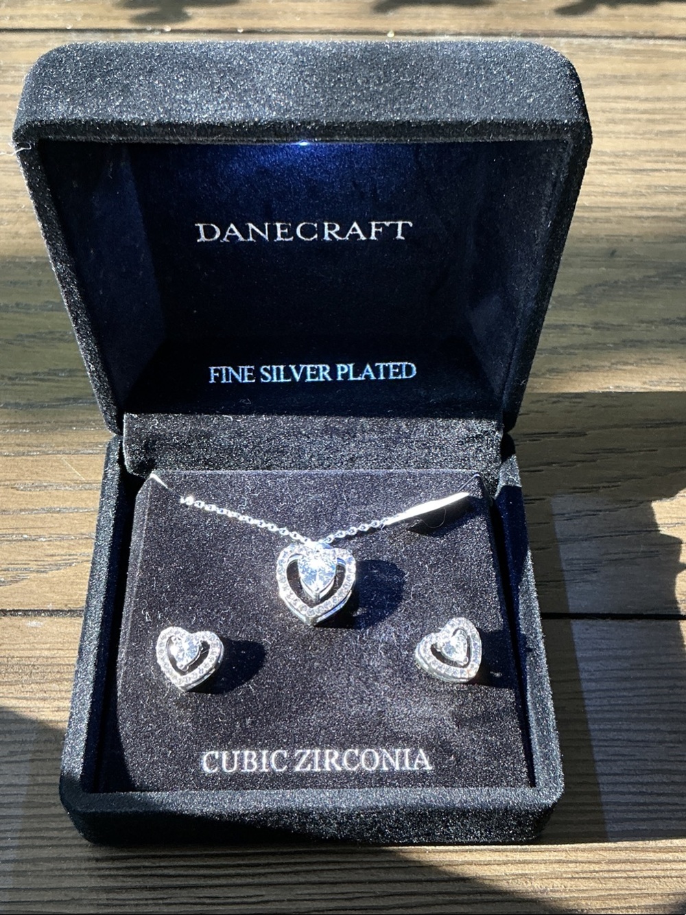 Danecraft Silver-Plated Heart Necklace and Earring Set - Silver